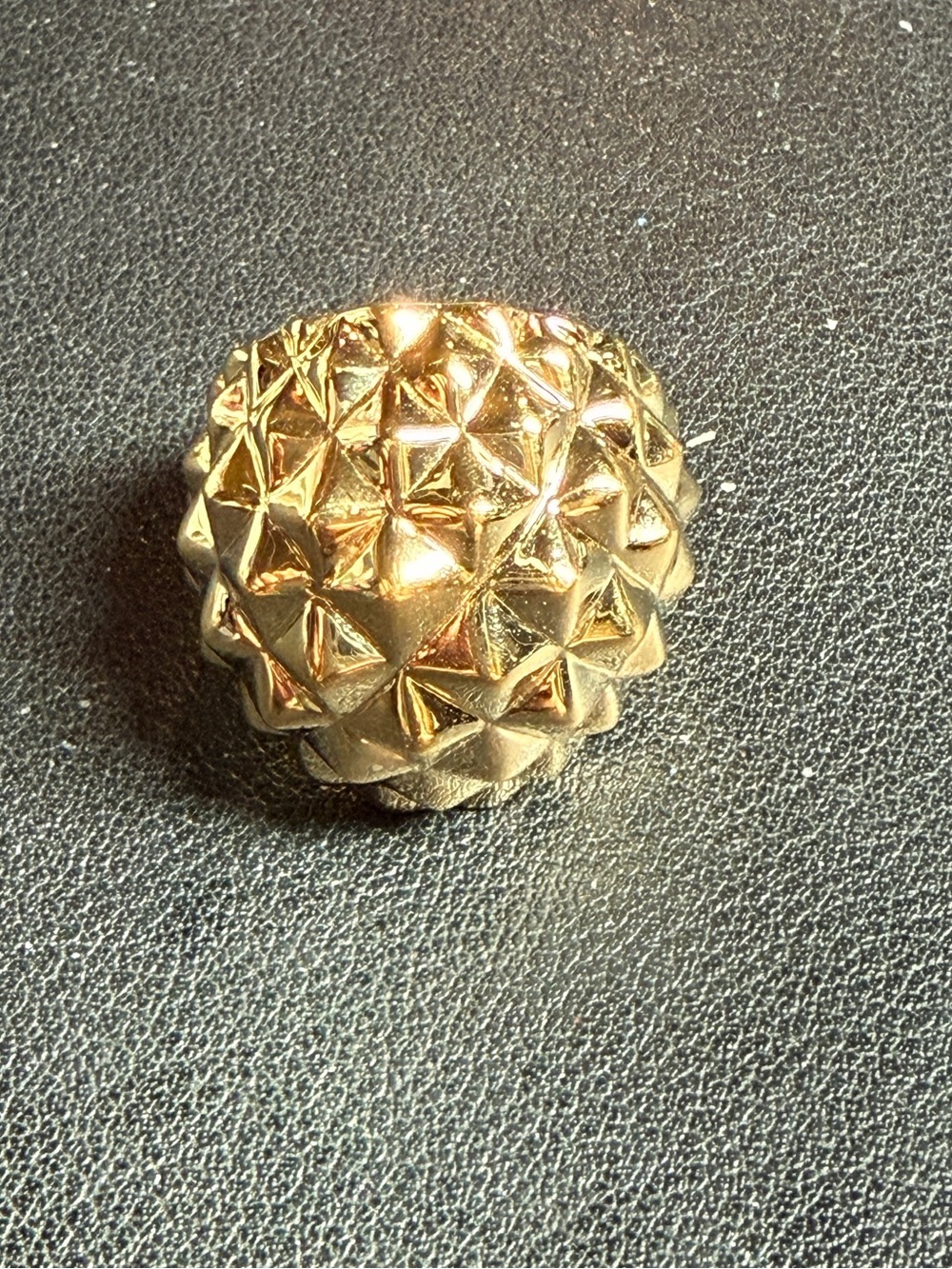 90s Kenneth Jay Lane KJL Gold Tone Geometric Pyramid Dome Statement Ring Size 7